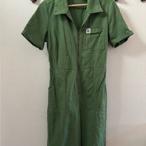 Lucy & Yak Olive Green Straight Leg Jumpsuit